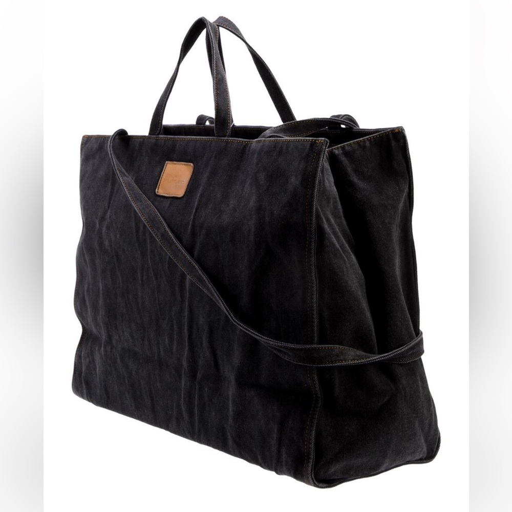 Telfar - Large Denim Shopper Tote Bag - Black - HTF - Picture 3 of 7